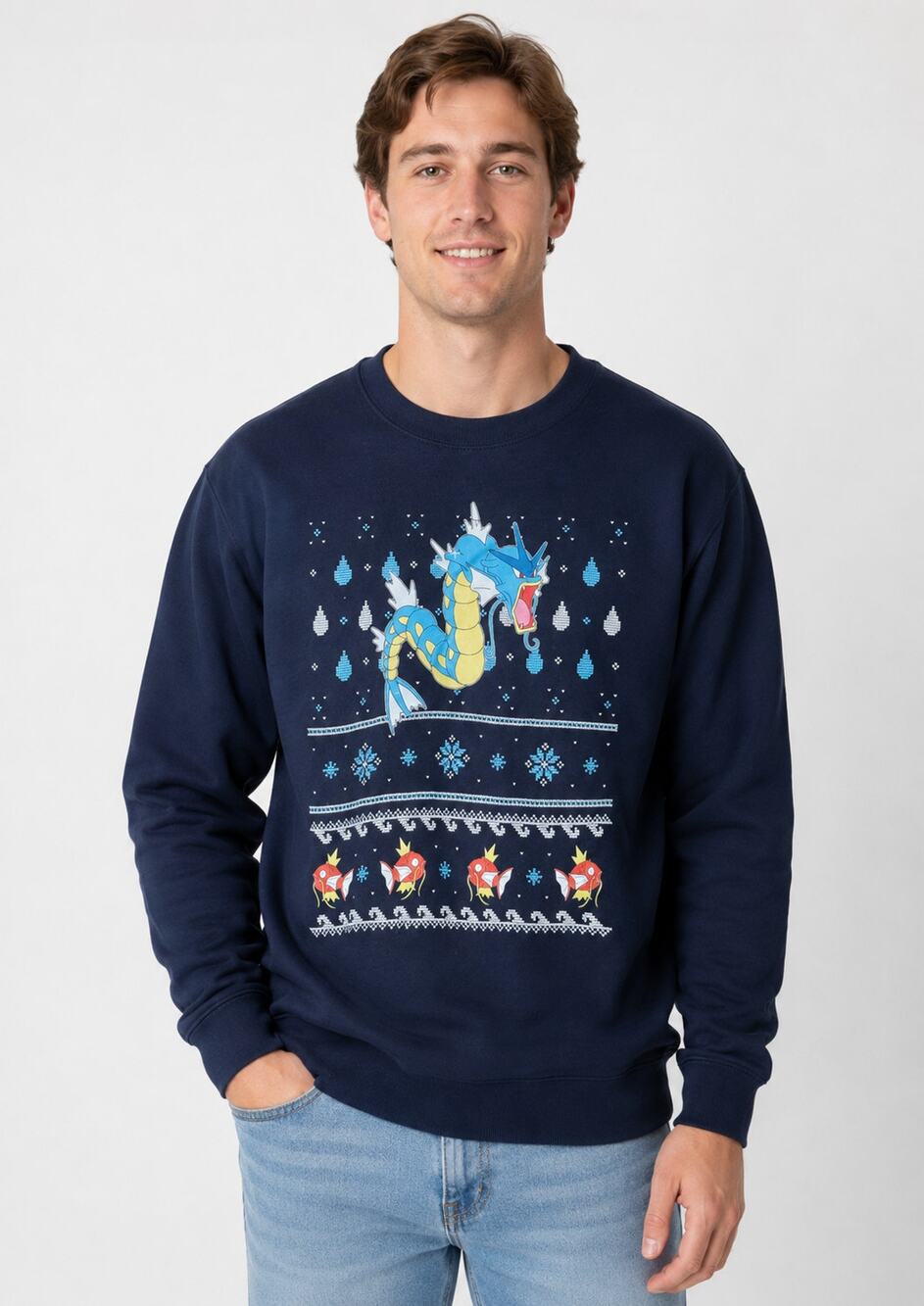 Pokemon Gyarados Christmas Sweatshirt Pullover Mens Size XL Navy Blue New